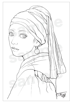 ハガキセット「クレヨンで描いた真珠の耳飾りの少女」