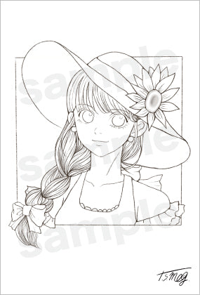 ハガキセット「大きな帽子の夏の少女」