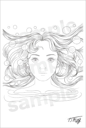ハガキセット「幻想的な泡と水と女の子」