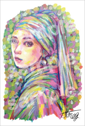Postcard Set "Girl with a Pearl Earring in Crayon"