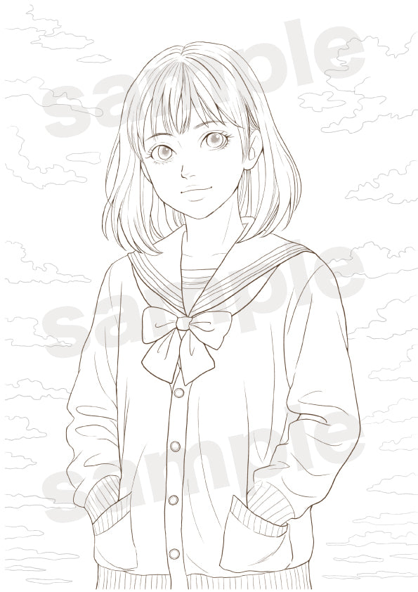 夕焼け空と女の子