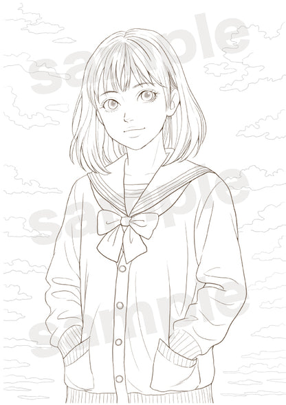 夕焼け空と女の子