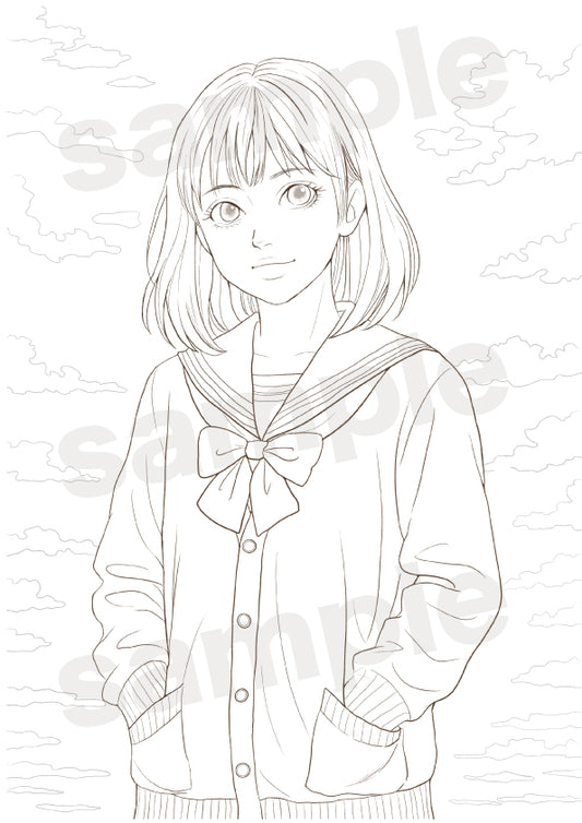 夕焼け空と女の子