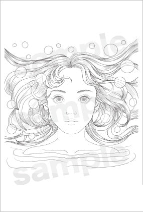 幻想的な泡と水と女の子